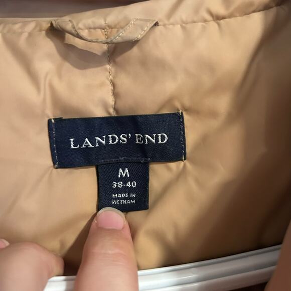 Lands’ End Down Puffer Vest Men’s Large – Tan Snap Button Lightweight - Picture 7 of 16